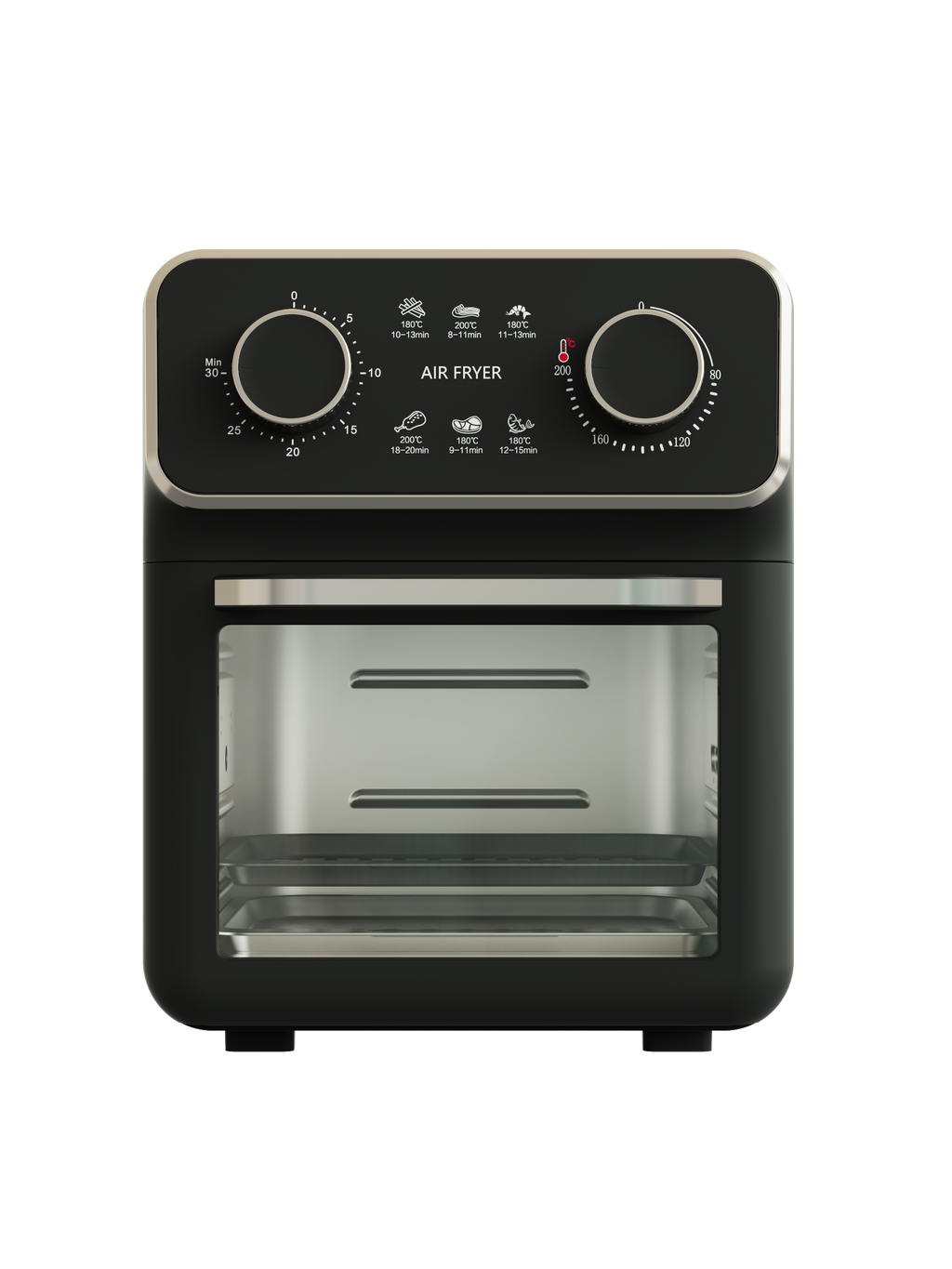 10L Mechanical Air Fryer Oven with Visible Window Dual Knob Control
