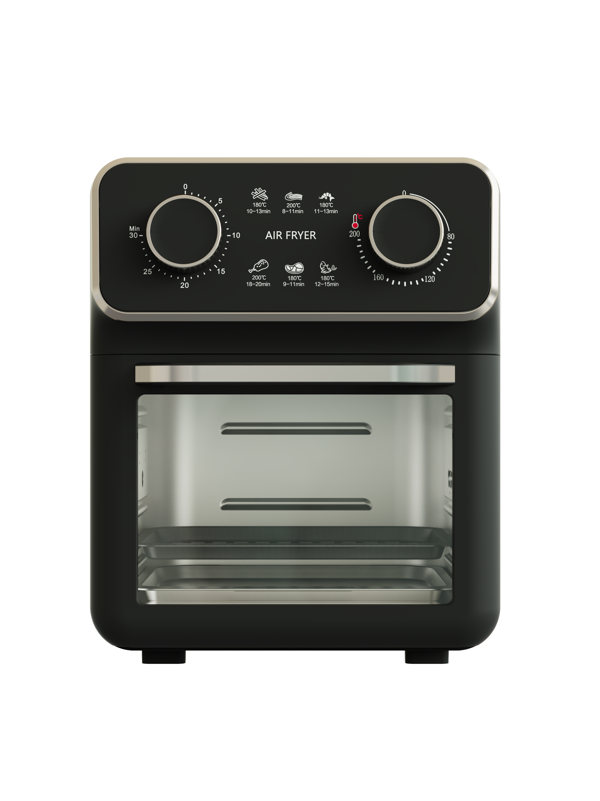 10L Mechanical Air Fryer Oven with Visible Window Dual Knob Control