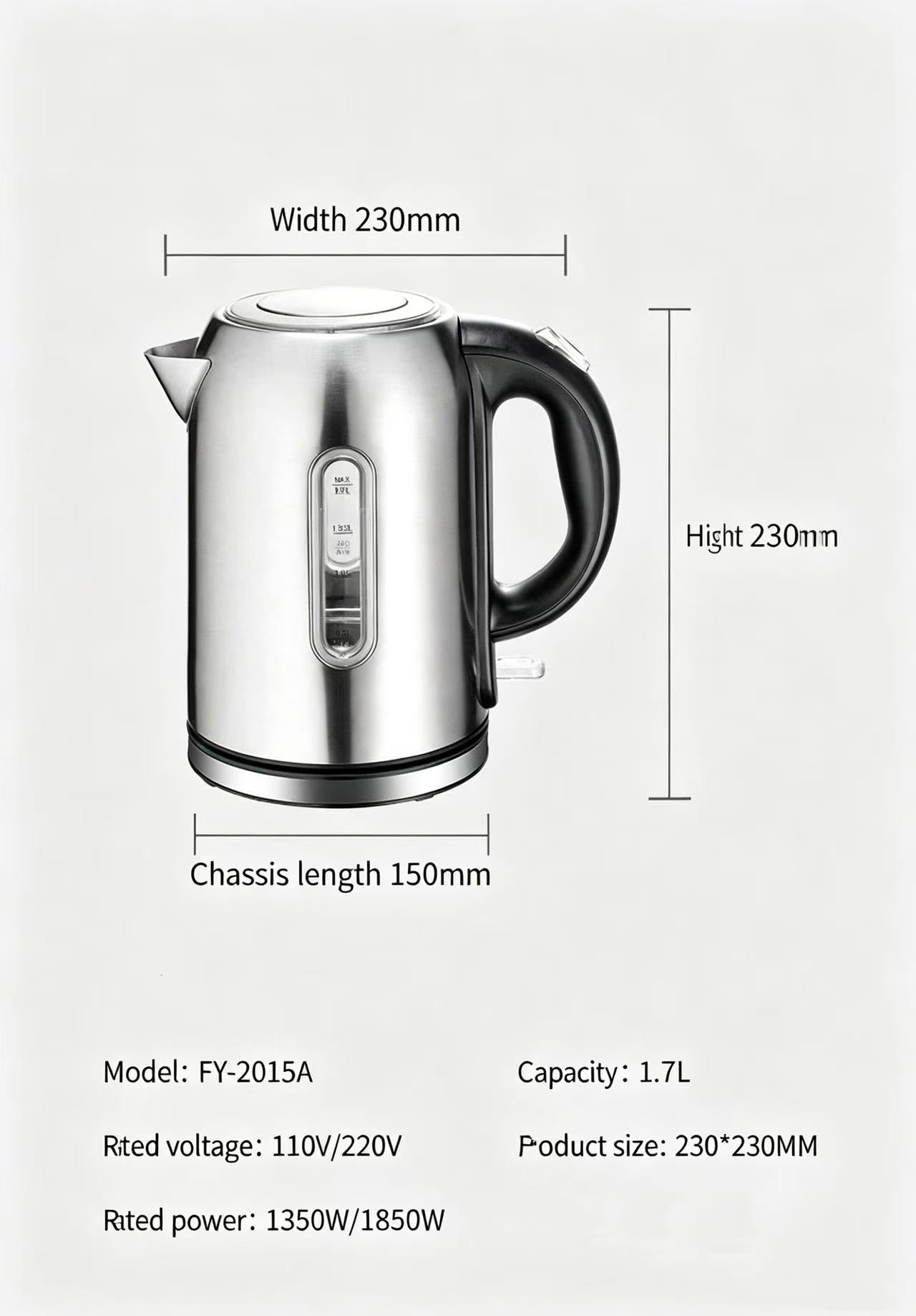 1.7L Stainless Steel Electric Kettle | Factory Direct Wholesale 💧