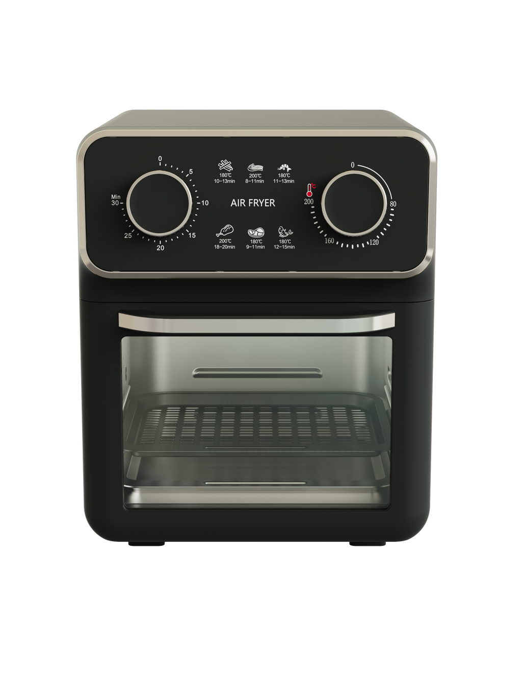 10L Mechanical Air Fryer Oven with Visible Window Dual Knob Control