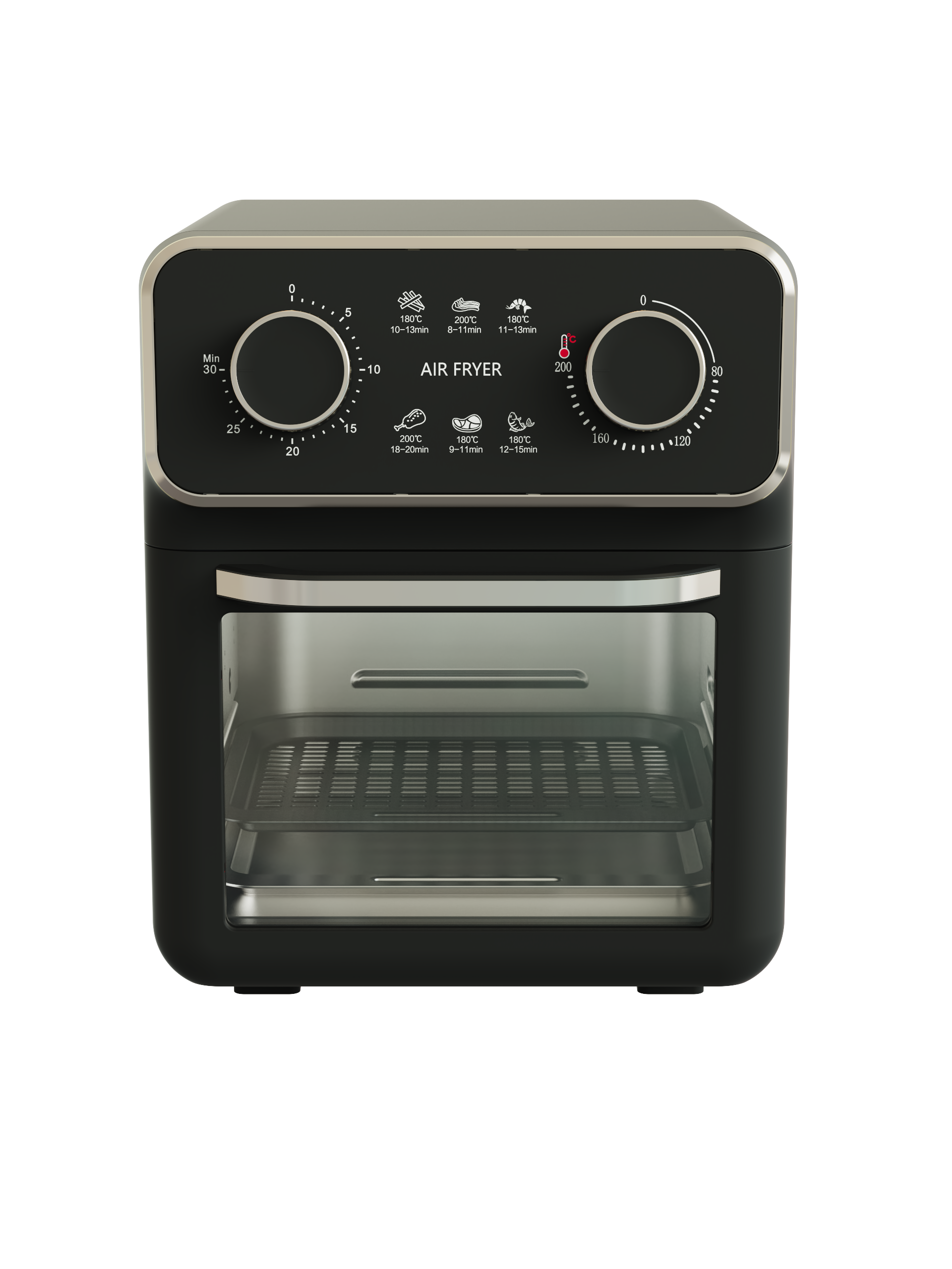 10L Mechanical Air Fryer Oven with Visible Window Dual Knob Control