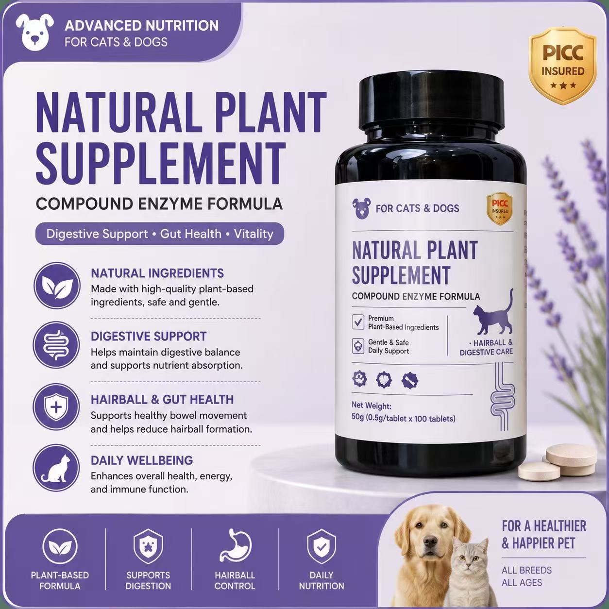 Premium Pet Torreya & Dark Plum Extract Supplement | Factory Direct Wholesale 🐈🌿