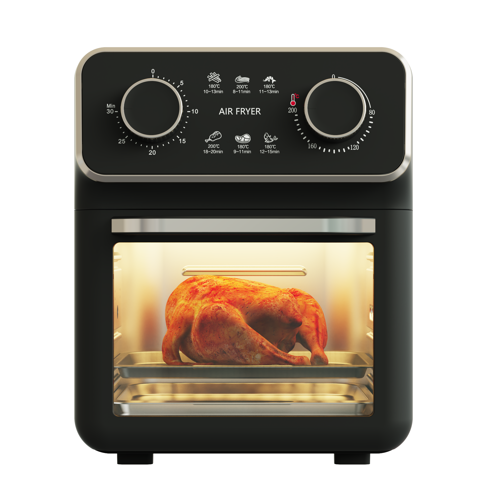 10L Mechanical Air Fryer Oven with Visible Window Dual Knob Control