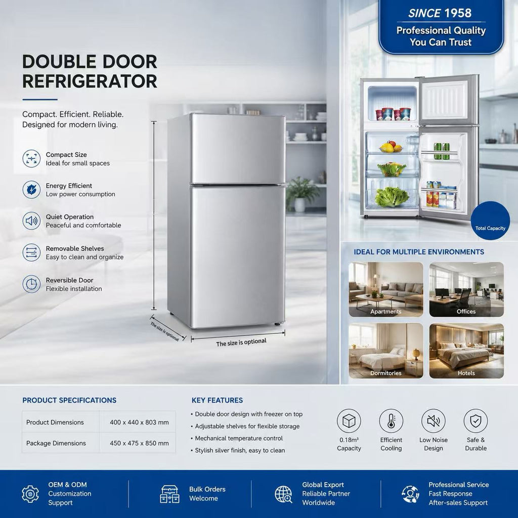 Multi-Size Double Door Household Refrigerator | Factory Bulk Wholesale 🧊