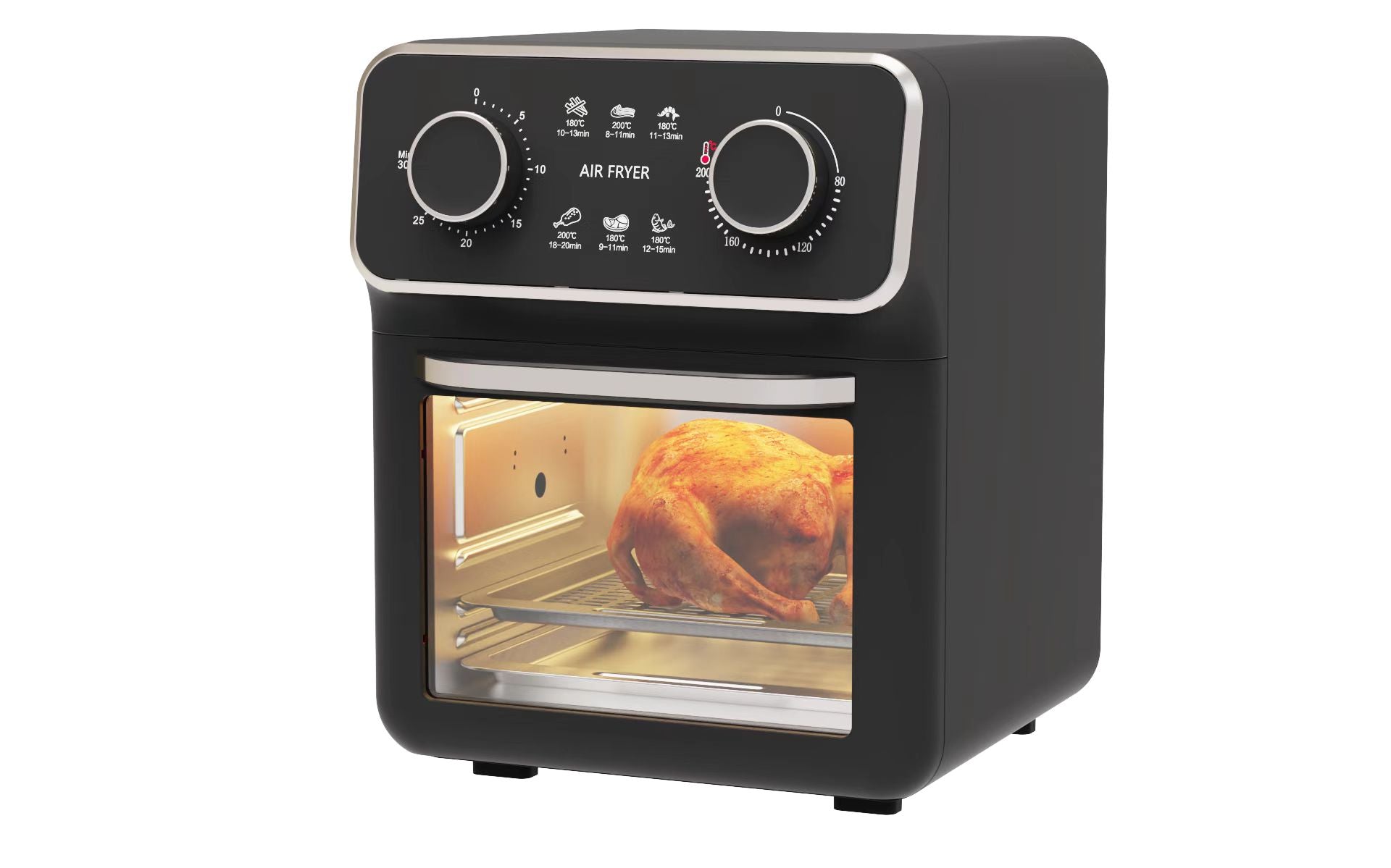 10L Mechanical Air Fryer Oven with Visible Window Dual Knob Control