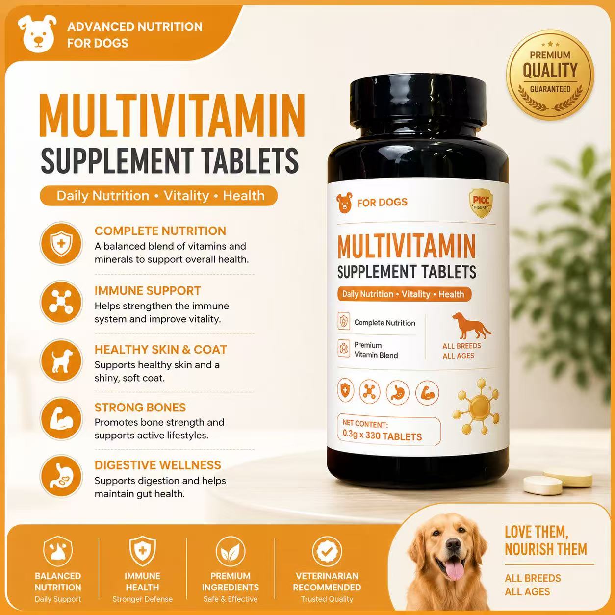 Premium Pet Multivitamin Tablets | Factory Direct Wholesale 🐾🥛